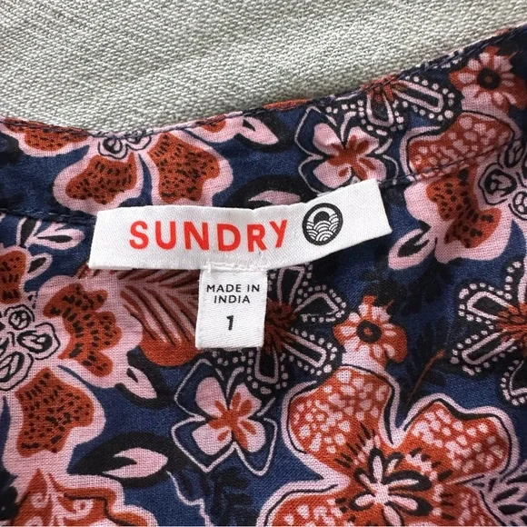 Anthropologie Sundry Floral Boho Cottagecore Button Down Long Sleeve Blouse S - Picture 4 of 8